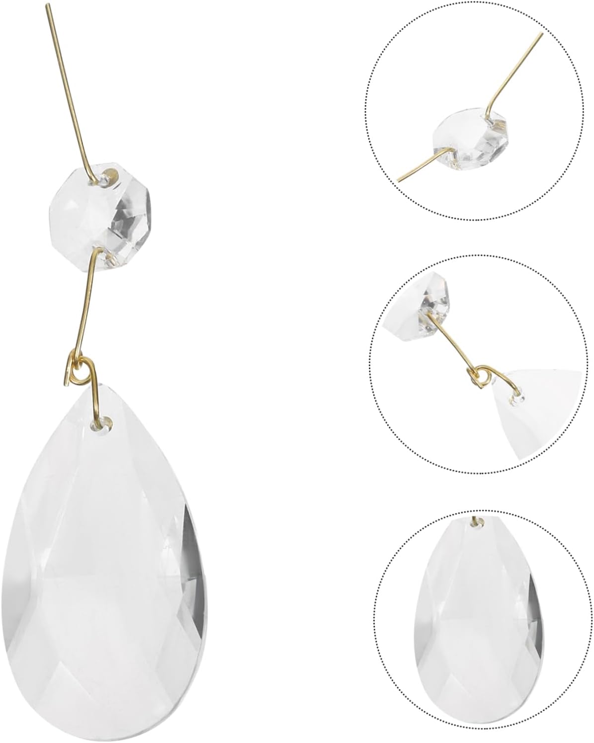 15pcs Crystal Teardrop Pendants for Ceiling Light Xmas Home Decor