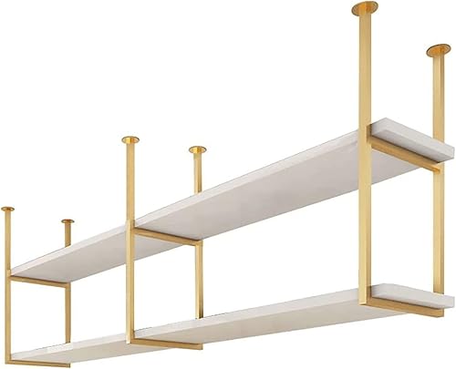 Shelves Hanging Floating Shelf - Nordic Iron Solid Wood 2 Tier Ceiling Mounted Storage Rack, Bar Restaurant Hanging Decorative Stand With Iron