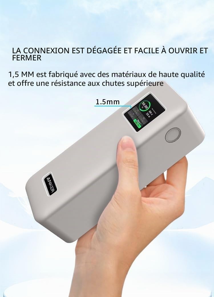 FTRONGRT Coque Compatible avec Anker Prime 27650mAH 250W Power Bank, Étanche à la Poussière, Anti-Chute, Silicone Étui de Protection Compatible avec Anker Prime 27650mAH 250W Power Bank. Gris