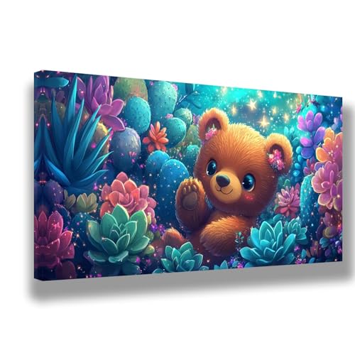 Loisirs Créatifs Adultes Femme - Peinture numéro dessin animé ours sur toile 35x70