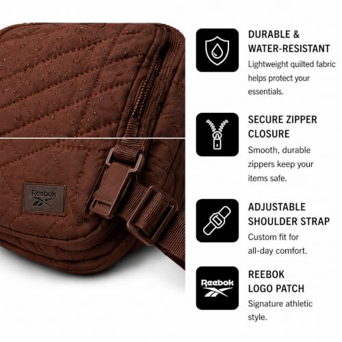 Image of Reebok Womens Crossbody Bags - Lightweight Sling Cell Phone Purse, Quilted Small Crossbody Bags Women