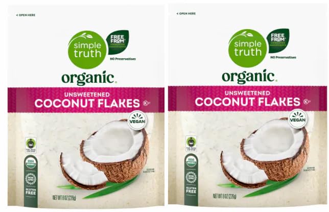 Organic Unsweetened Coconut Flakes (Pack Of 2) 8 oz