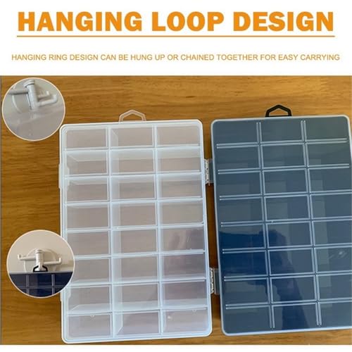 Screw Storage Organiser Practical 24 Grids Compartment Plastic Storage Box Jewelry Earring Bead Screw Holder Case Display Organizer Container(White) - Image 3