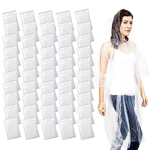 Juvale Disposable Rain Ponchos for Adults - 20-Pack,...