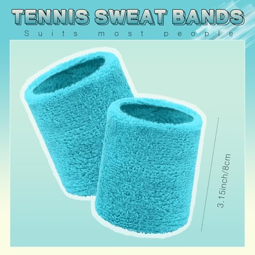 Image of Bememo 12 Pack Wristbands Sweatband for Women Men, Neon Colored Sport Wrist Bands, Tennis Football Basketball Sweatbands, Moisture Wicking Arm Bands for Working Out