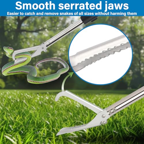 Greeily Ferramenta para agarrar cobras, pinça de cobra de 139,7 cm, cabo longo para cascavel, pinças