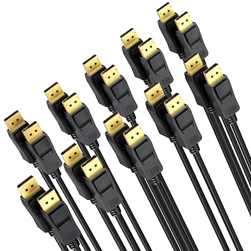 UVOOI DisplayPort to DisplayPort Cable 6 Feet 10-Pack, 4K Display Port (Gold Plated DP to DP Cable 6FT) 1440p@144Hz/165Hz, 4K@60Hz for Monitor, Computer, Laptop, PC
