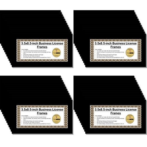Creative Picture Frames 3.5X8.5Bk Business License Frame 3.5 by 8.5-Inch Self Standing Easel with Wall Hanger for More Versatility (Pack of 48)