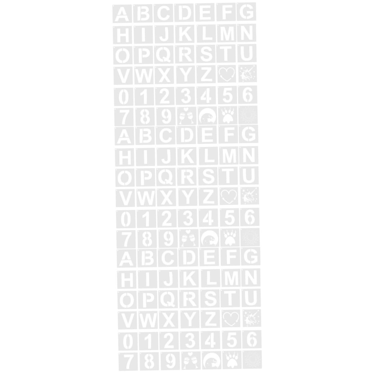 Lurrose 126pezzi Stencil Per Pittura Riutilizzabili Lettere e Numeri Per Progetti Fai Te Su Superfici Piane Sicuri Per Decorazioni e Scrapbooking