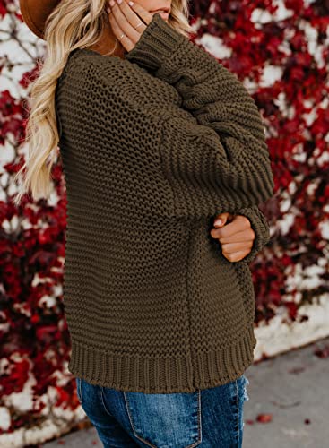Image of Dokotoo Womens Open Front Long Sleeve Chunky Knit Cardigan Sweaters Loose Outwear Coat