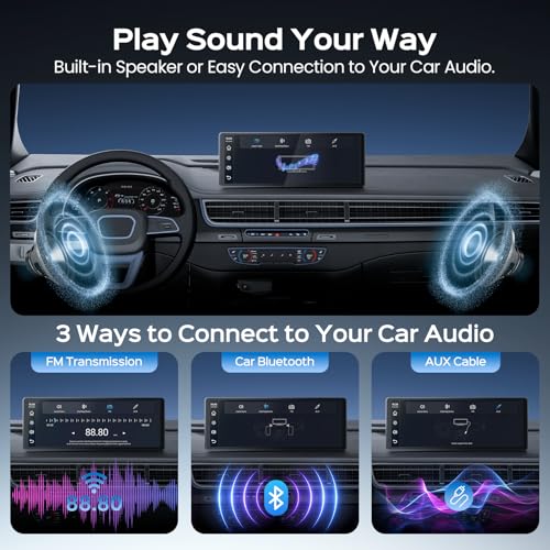 Image of TECXERLLON 8.9 inch Portable CarPlay Screen for Car with Magnetic Mount | Wireless Apple CarPlay & Android Auto / Waterproof 1080P Backup Camera / GPS Navigation / Plug & Play / Voice Control /Mirror Link