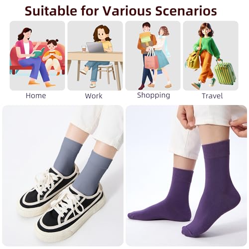 Image of Corlap Women's Thin Above Ankle Socks - 6Pairs Cotton Casual Bootie Dress Crew Socks