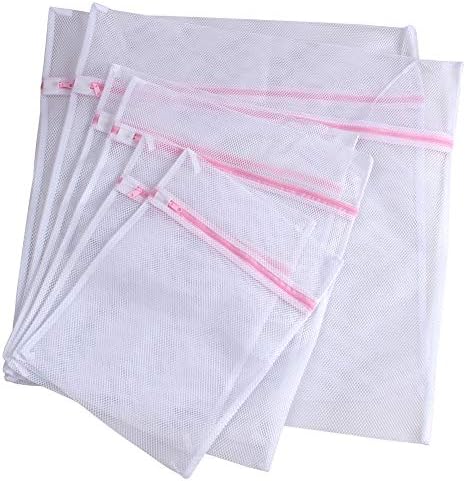 HAZOULEN 6 Pack Mesh Laundry Wash Bags with Wide Open Netting for Washing Delicates Bra Undergarment Clothes Socks Intimates Small Baby Women Clothing Items (2 X-Large, 2 Large and 2 Medium)