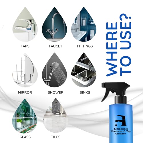 Image of Radiant 500ml Tap Cleaner and Limescale for Bathroom | Hard water stain remover and Shower head cleaner | Taps cleaning liquid spray| Also Use in Industries (Pack of 1 (500ml))