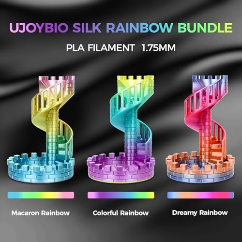 Image of Silk PLA Filament, Silk Rainbow 3D Printer Filament 1.75mm, Fast Color Change Each 8 Meters, Individually Vacuum Packed, 1KG Spool, 1kg Colorful Rainbow