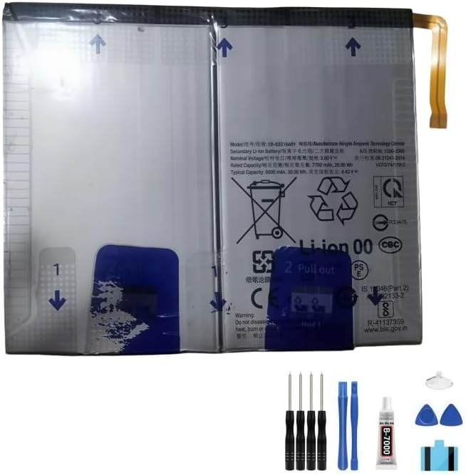 compatible For Samsung Galaxy Tab S9FE X510 X516 3.86V 8000mAh LCD Display Touch Screen Digitizer Full Assembly Replacement Screen Repair battery EB-BX516ABY+Free Tools，For EB-BX516ABY battery