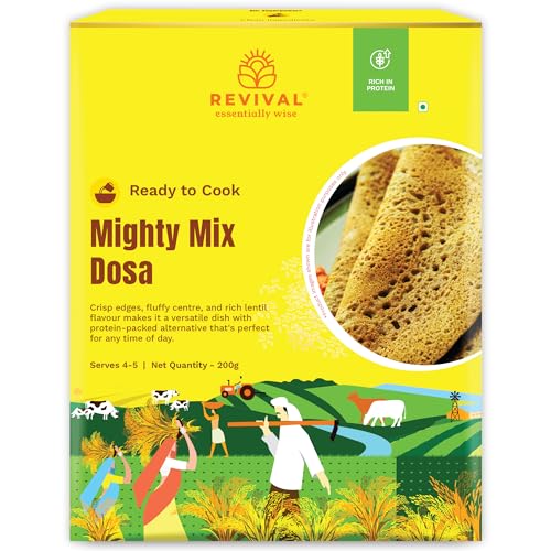 Image of Revival Mighty Mix Instant Millet Dosa Mix - 200gm | High-Protein & Fiber-Rich | Healthy Breakfast & Dinner Option | No Preservatives | Crispy Dosa Ready in 15 Minutes | Nutritious Vegan Meal