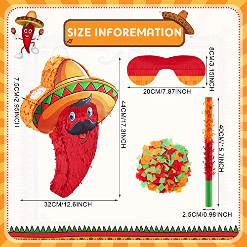 Mexican Pinata Small Red Chili Pinata For Birthday Party Cinco De Mayo Pepper Pinata Fiesta Party Decorations Mexican Themed Party Supplies With Pinata Stick Blindfold Confetti Set For Kid Adult #TOP2