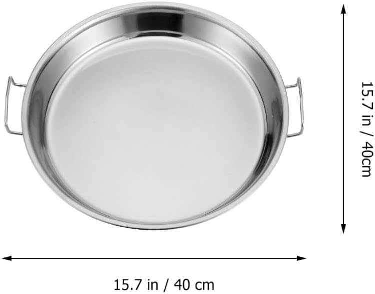 Turkey Pan Stainless Steel Plates Round Stainless Steel Turkey Roaster Lasagna Pan Steamer Plate with Handle Steamer Pan Round Cake Pan Fruit Tray Roasting Dish Shelf (Color : 32cm, Size : 40