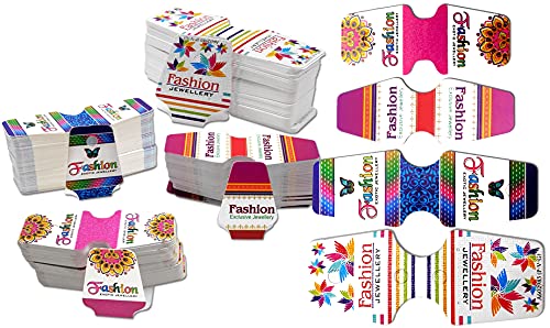 Image of DIY Crafts 75 Combo Pack, Combo Pack 4 Design, Blank White /Multi - Color Kraft Paper Jewelry Necklace Bracelet Display Hanging C(75 Combo Pack, Combo Pack 4 Design)