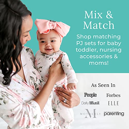 Image of Posh Peanut Swaddle Blanket & Headband Set - Viscose from Bamboo Stretchy Baby Swaddle for Newborn Girls, Receiving Blanket or Nursing Cover