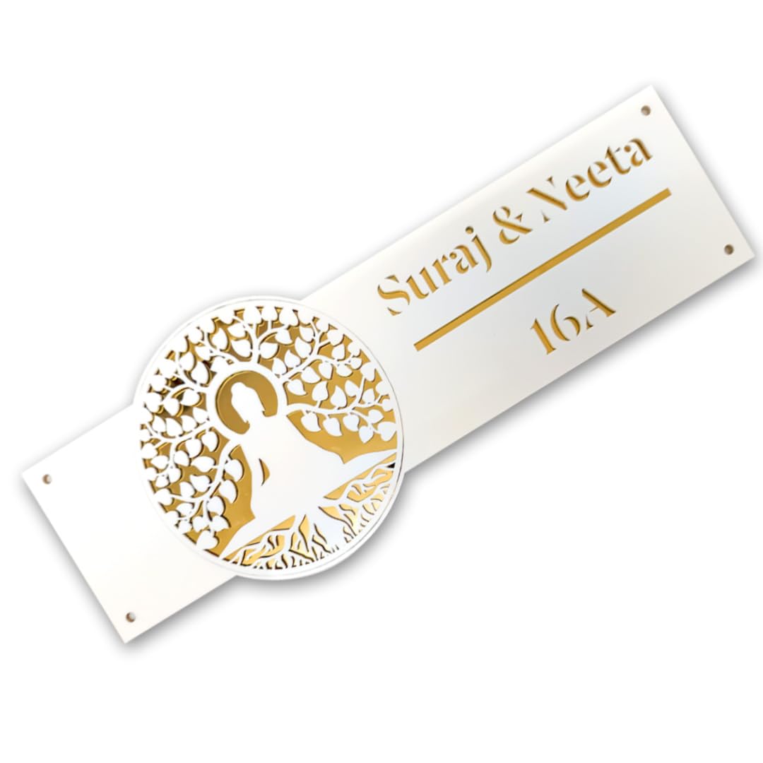 Personalised Buddha Acrylic Name Plate for Home | Kalpavriksha Name Board — Amazon image 5