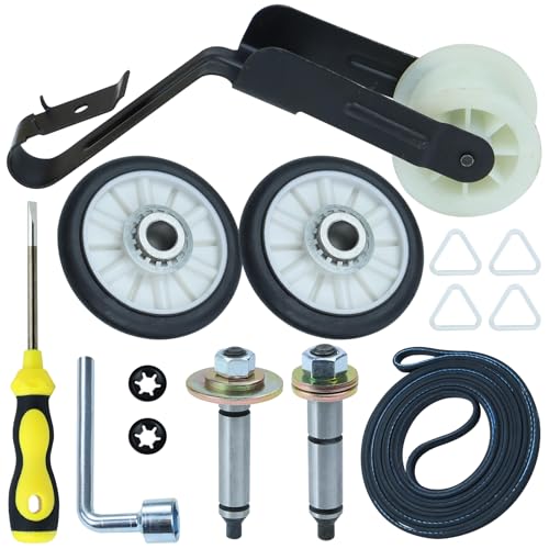 NICHEFLAG Upgraded 4392065 Dryer Repair Kit with 349241T Dryer Drum Roller Kit 691366 Dryer Idler Pulley 341241 Dryer Drum Belt WPW10359269 and WPW10359270 Drum Support Roller