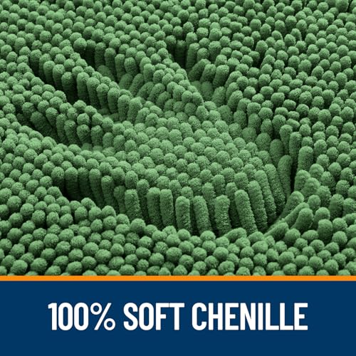 Image of OLANLY Large Bathroom Rugs 59x35, Extra Soft Absorbent Chenille Bath Rugs, Rubber Backing Quick Dry, Machine Washable Bath Mats for Bathroom Floor, Tub and Shower, Home Decor Accessories, Olive Green