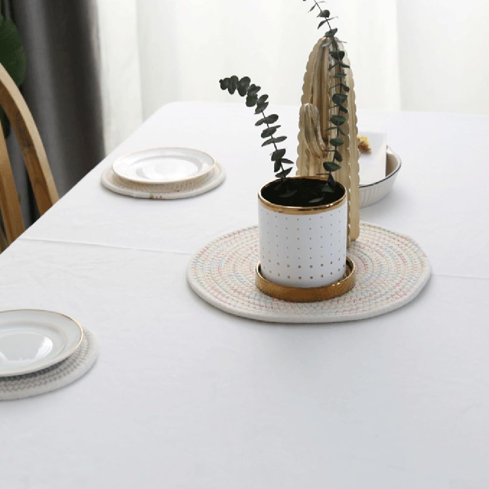 Set 6 Tovagliette Rotonde In Corda Di Cotone 33 Cm - Antiscivolo E Resistenti Al Calore - 2