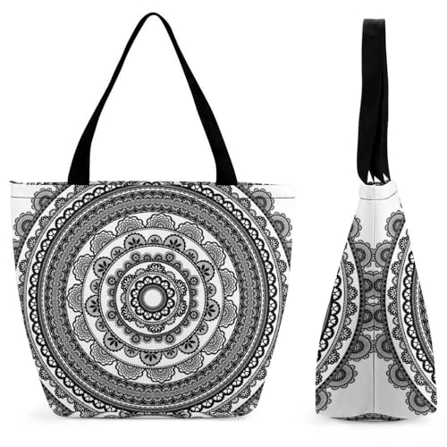 Sac à main pour femme mandala noir grand volume pour ne plus manquer d'espace en voyage