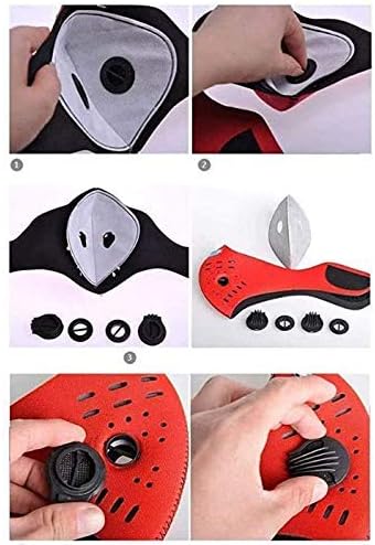 Protective Mask with Filter and 2 valves Neoprene Red