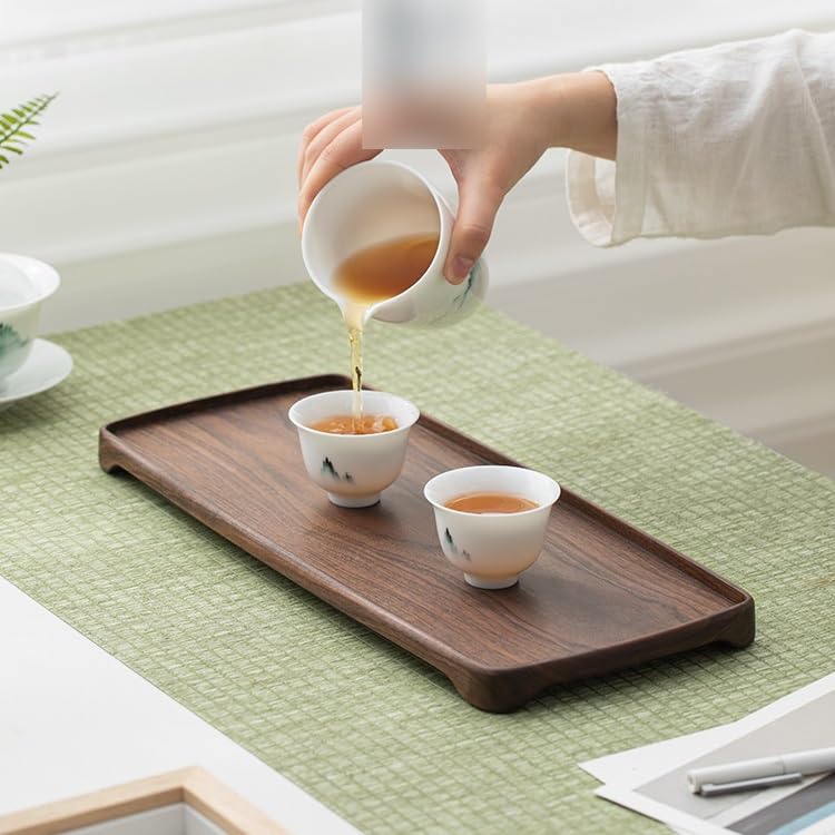 Bandeja para El Té De La Tarde Bandeja de té seco de Nogal Bandeja de té de Drenaje Rectangular Simple for el hogar, Bandeja de Taza de té pequeña for Mesa de té Juego De Té Kung Fu(M)