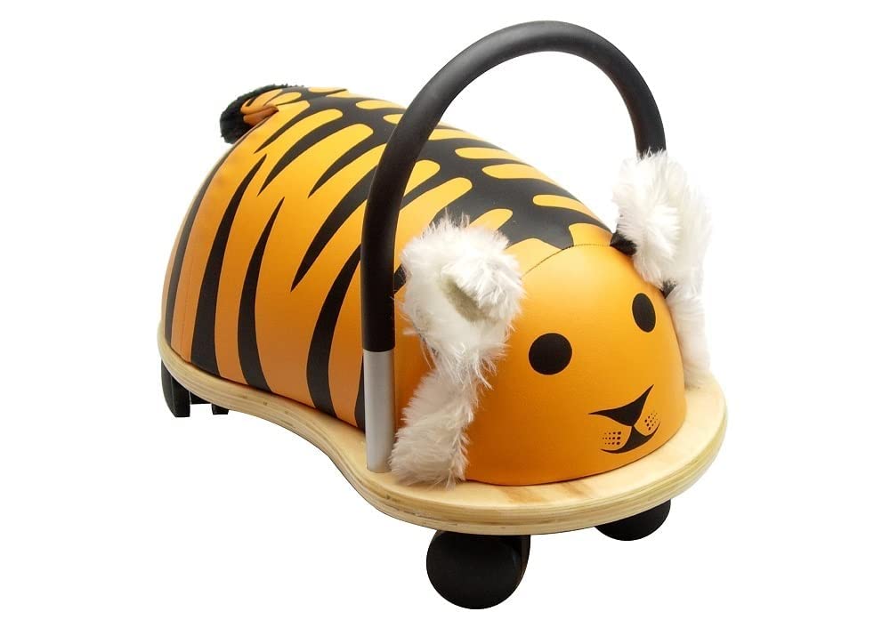 Wheelybug Toddler Wooden Ride-On, Multi-Directional Castor Wheels, Safety Certified Developmental Toy for Outdoor/ Indoor Fun, Small (1 - 3 Years), Tiger