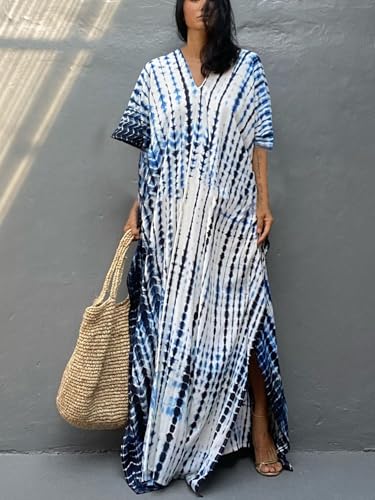 Image of Kaftan Dresses for Women Plus Size Summer Beach Dress with Print and Swim Cover Ups