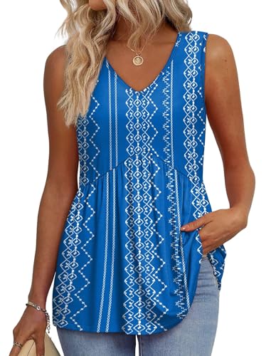 Image of OFEEFAN Womens Tank Tops 2025 Flowy Peplum Tops for Women Dressy Sleeveless V Neck Babydoll Tank Tops
