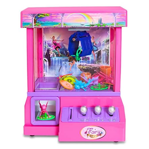 Bundaloo Fairy Claw Machine - Miniature Candy Grabber for Kids with 4 Mini Fairy’s, and 30 Reusable Tokens - Electronic Prize Dispenser Toy with Arcade Music - Party Game for Children