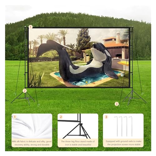 Projector Screen, Projector Screen with Stand 100/120In Portable Projection Screen 16:9 4K Hd Rear Front Projections Movies Screen with Carry Bag,Small-100 inch miniatura 4