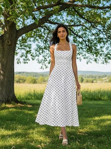 Image of Kaximil Women's Square Neck Corset A Line Maxi Dress Ruffle Ruched Waist Flowy Long Dresses