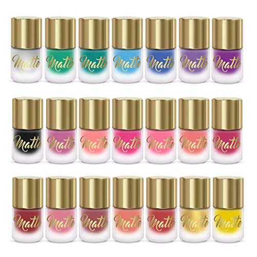 Matt Nagellack Set 21 Nagellack 21 Verschiedene Farbtöne Luxus Schwarz & Goldene Box – Bild 3