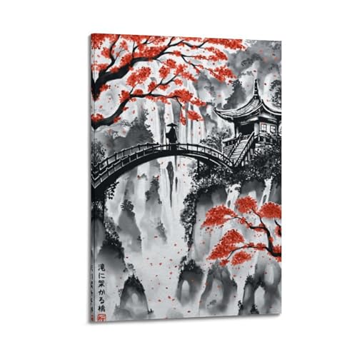 TRFJHDTRE Póster artístico de tinta de puente decorativo para pared, póster de pared e impresión artística moderna para decoración de dormitorio familiar, 60 x 90 cm