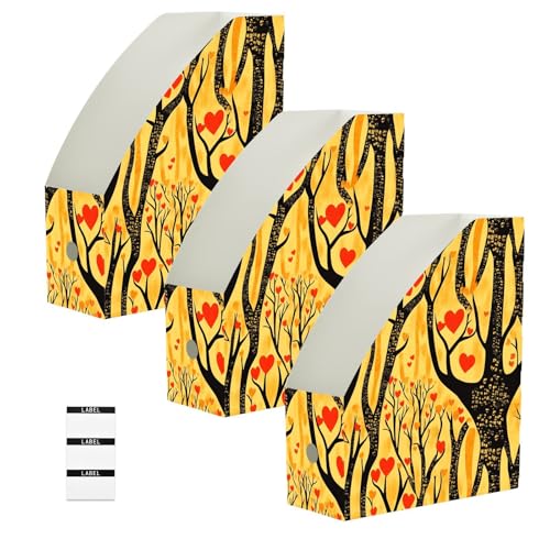Organiseur de documents pour courrier et papiers de bureau lot de 3 bacs pliables jaunes