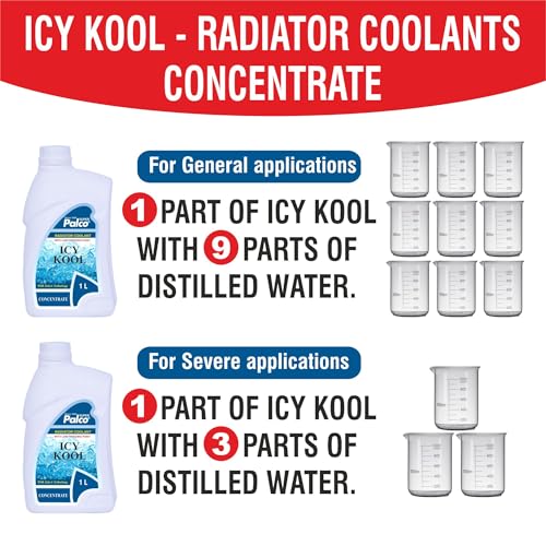 Image of PALCO Icy Kool Radiator Coolant for Car 1 Litre (Pack of 1), Advanced Low Freezing Point Antifreeze Green Concentrate Coolant for Engine