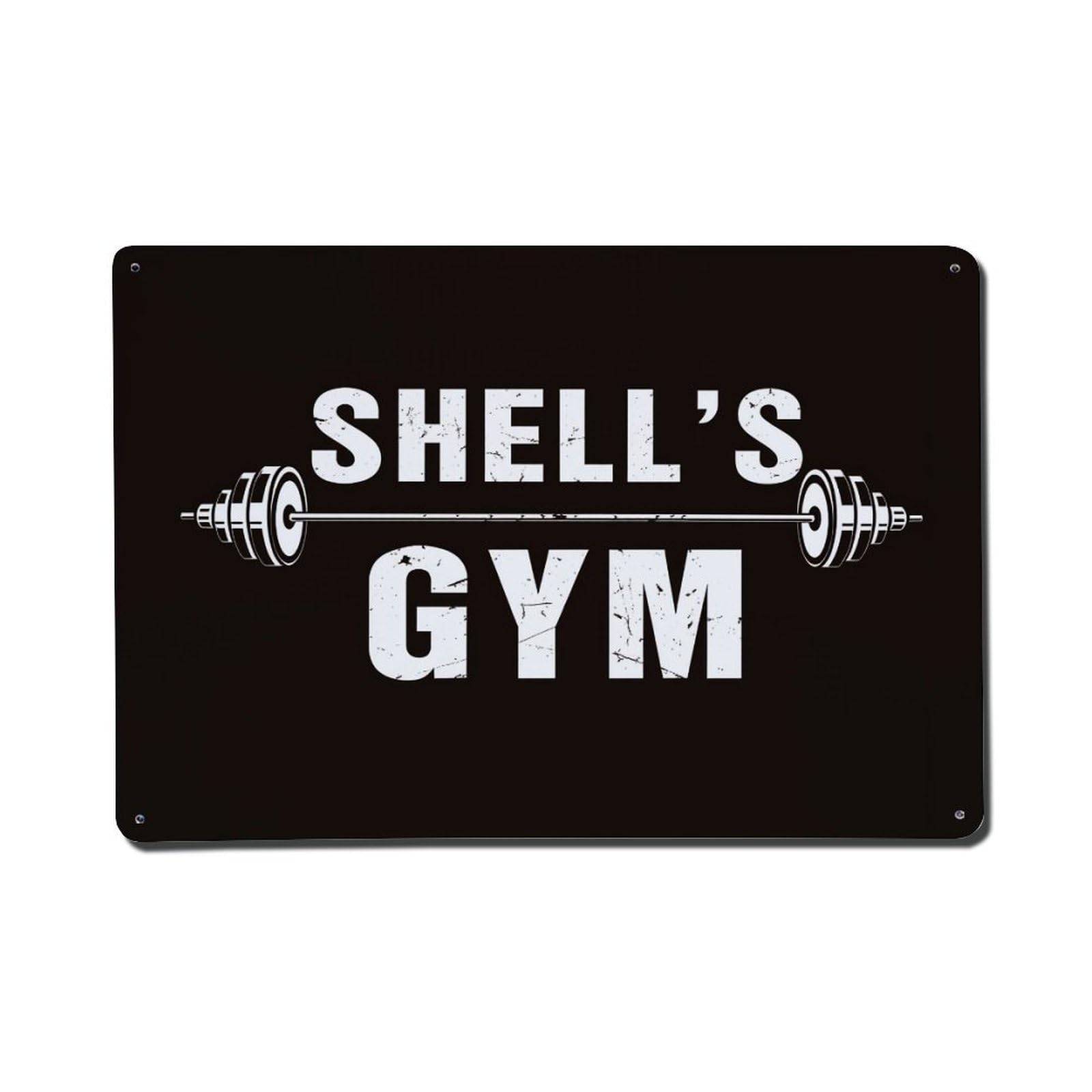 Barbell Design With Text Metal Tin Sign Plaque