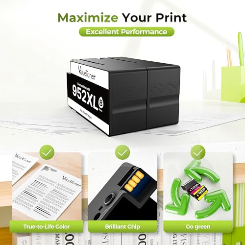 Image of Valuetoner 952XL Black High-Yield Ink Cartridge for HP 952XL HP952 HP952XL Replacement for HP 952 XL Ink Cartridges for HP Printers OfficeJet Pro 8710 8720 7740 8210 8715 8740 7720 8702(2-Pack, Black)