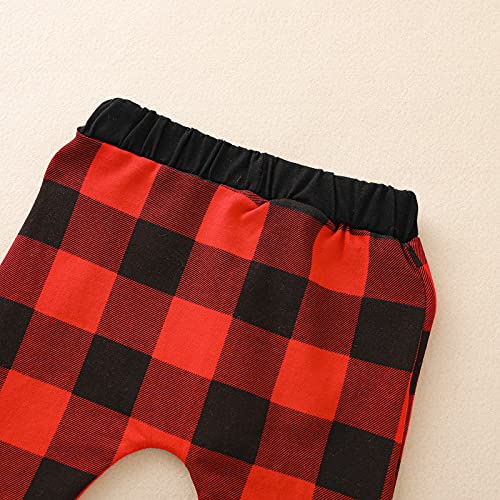 Verve Jelly 3Pcs Pasgeboren Baby Meisjes Jongens Mijn 1st Kerst Romper Vlinderdas Brief Print Bodysuit Plaid Lange Broek Hoed Kerst Outfits Set - Afbeelding 8