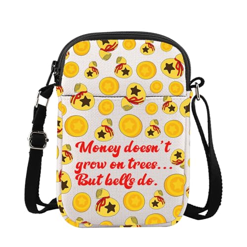 G2TUP ACNH Bell Bag ACNH Bell Gift Money Doesn't Grow On Trees But Bells Do Animal Villager Crossbody Bag Animal Gamer Gift