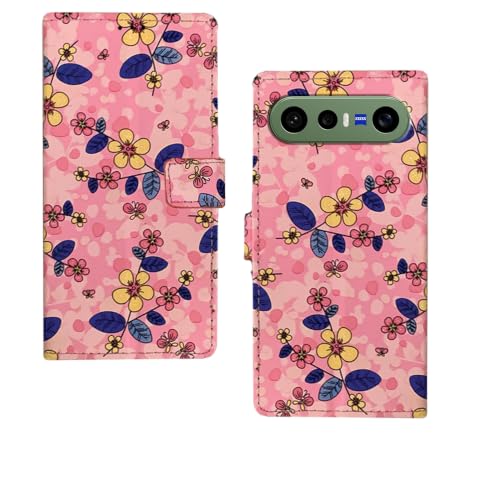 Image of amazon basics Vivo X300FE 5G Flip Cover | Card Pockets Wallet & Stand | Flip Cover for Vivo X300FE 5G (Pink Flower)