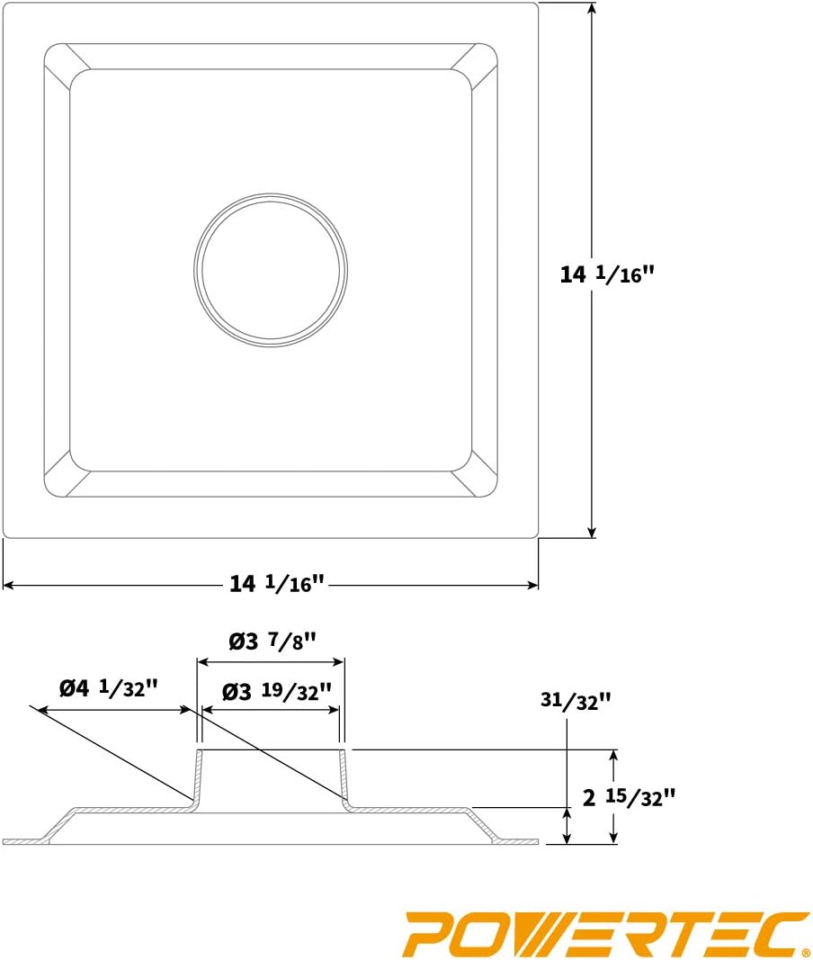 POWERTEC 70132V 14" Table Saw Dust Hood, 1 PK