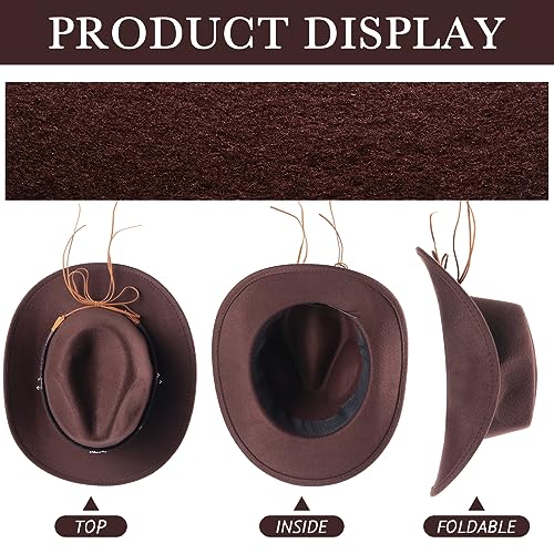 Image of Toulite 9 Pcs Western Cowboy Hats Faux Felt with Strap Bulk | 9 Color Fur Faux Felt Travel Cap for Men Women, Cowgirl Party Halloween Cosplay Costume Western Theme Events