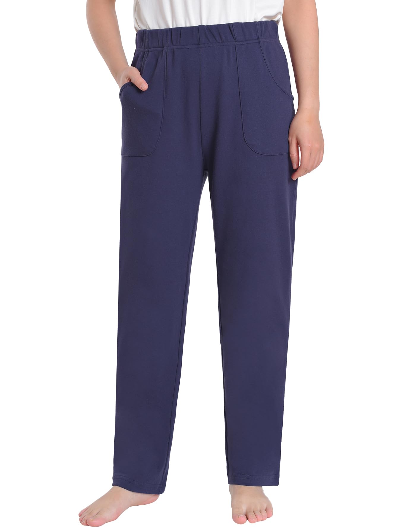 Weintee Womens Petite Elastic Waist Knit Pants